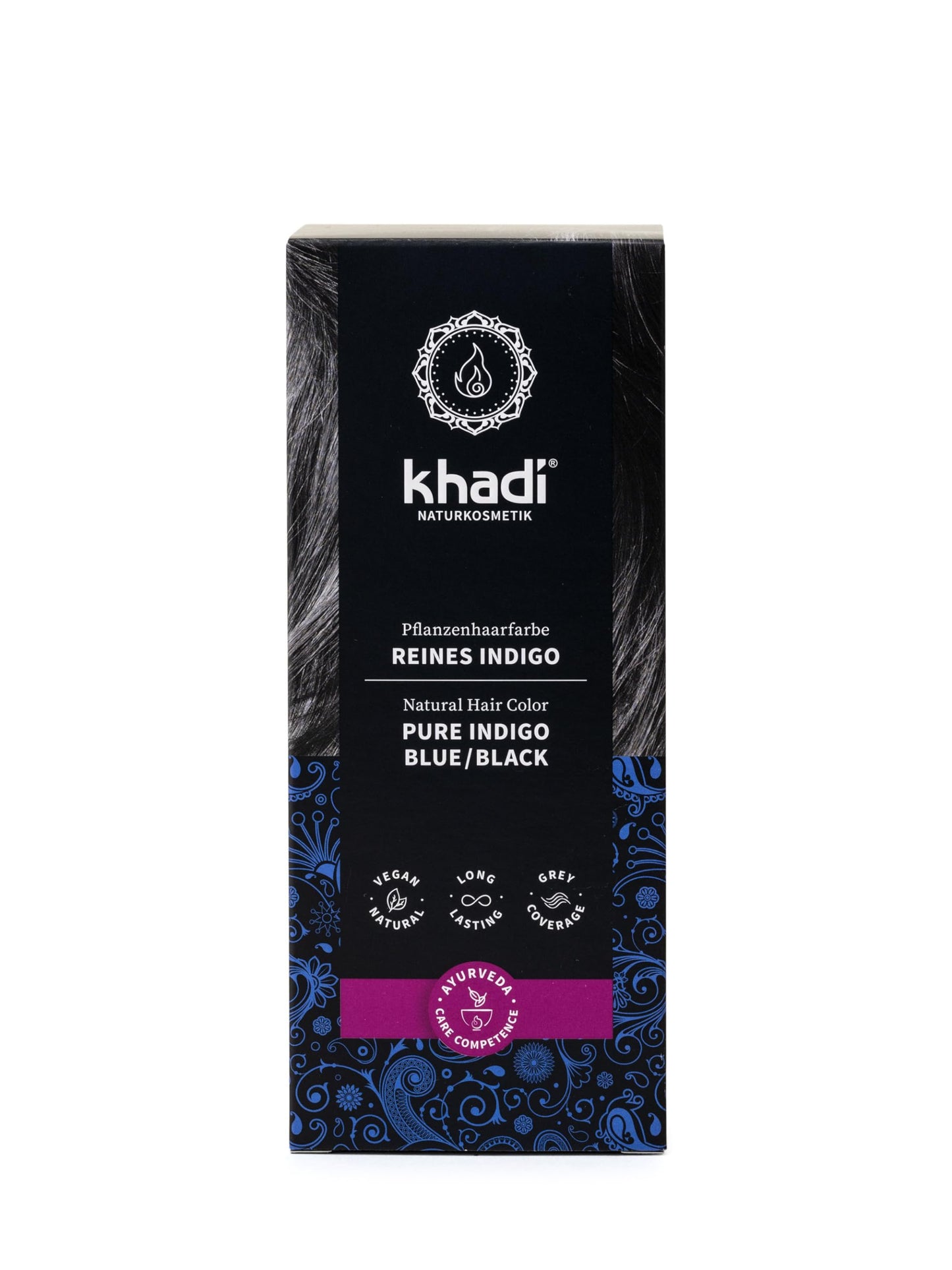 khadi BLUE BLACK Natural Hair Color - Let your hair shine in a mysteriously deep blue-black hue - 100% herbal & natural - 3.5 oz Beauty & Personal Care KHADI