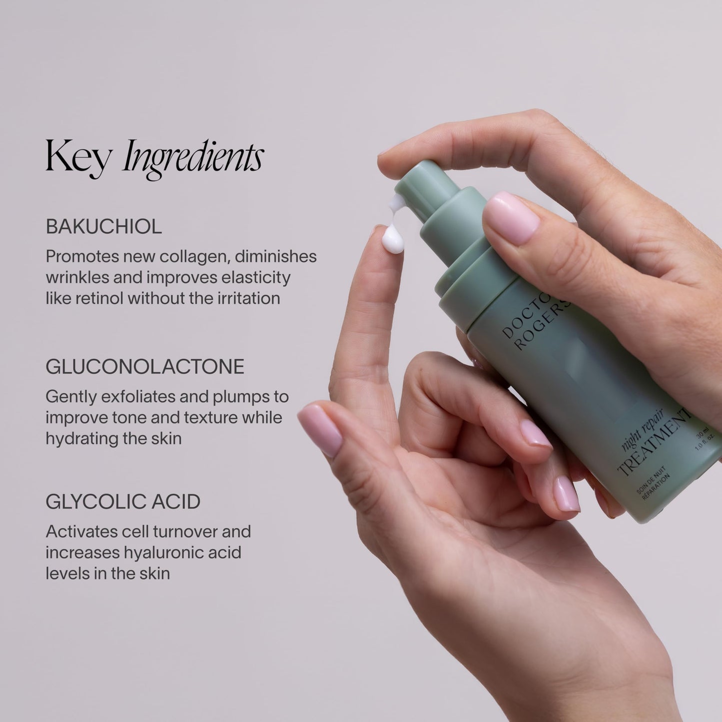 Doctor Rogers Night Repair Treatment REFILL. Restoring & Hydrating Anti-Aging Face Serum with Glycolic Acid, 1 Ounce (30 ml) Beauty & Personal Care Doctor Rogers Restore
