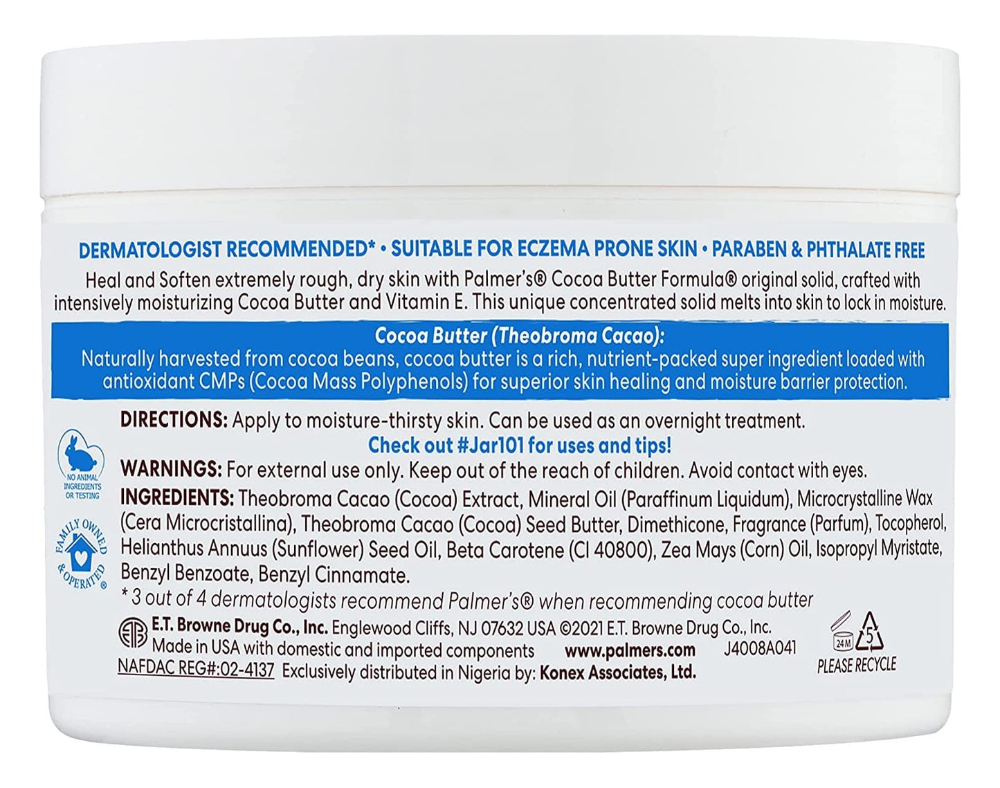 Palmer's Cocoa Butter Jar With Vitamin-E 7.25 Ounce (214ml) (Pack of 6) Beauty & Personal Care Palmer's
