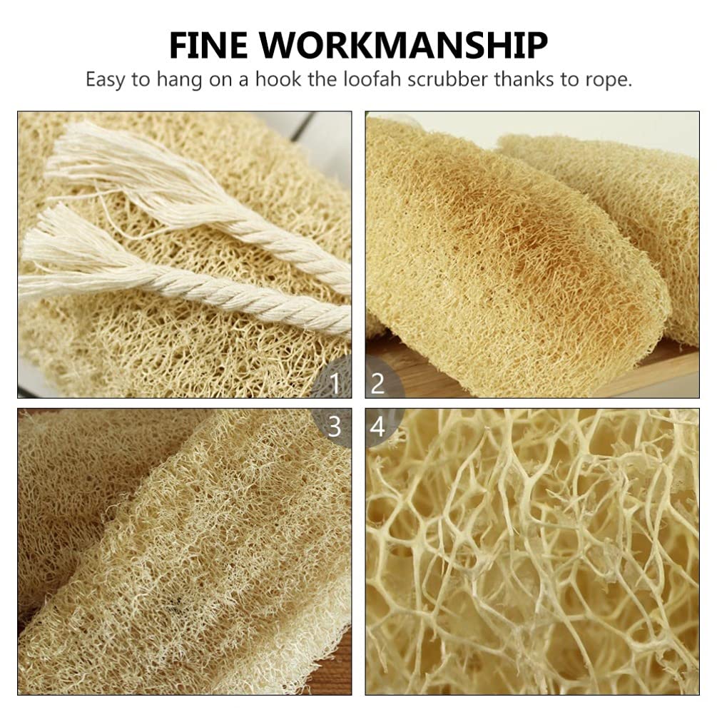 EXCEART Natural Loofah Sponge Back Scrubber for Men and Women 16.5 Inch Exfoliating Body Scrubber with Rope for Shower Suitable for Arms Legs Chest Beauty and Personal Care EXCEART