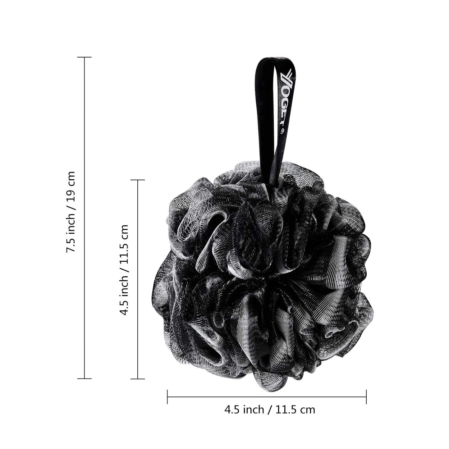 Yoget Bath Loofah Sponge, 4 Pack Black 60G Shower Mesh Ball Soft Pouf Body Scrubber, Exfoliate, Cleanse, Soothe Skin, Black Loofah with White Trim Beauty & Personal Care YOGET