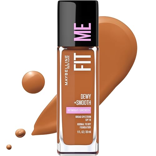 Maybelline Fit Me Dewy + Smooth Liquid Foundation Makeup, Mocha, 1 Count (Packaging May Vary) Beauty & Personal Care MAYBELLINE