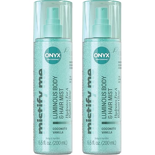 Onyx Professional Hydrating Shimmer Mist with Squalane & Coconut Oil, Coconut Bliss, 6.5 fl oz, 2pk - Shimmer Hair and Body Mist Creates a Radiant Beauty & Personal Care Onyx Professional
