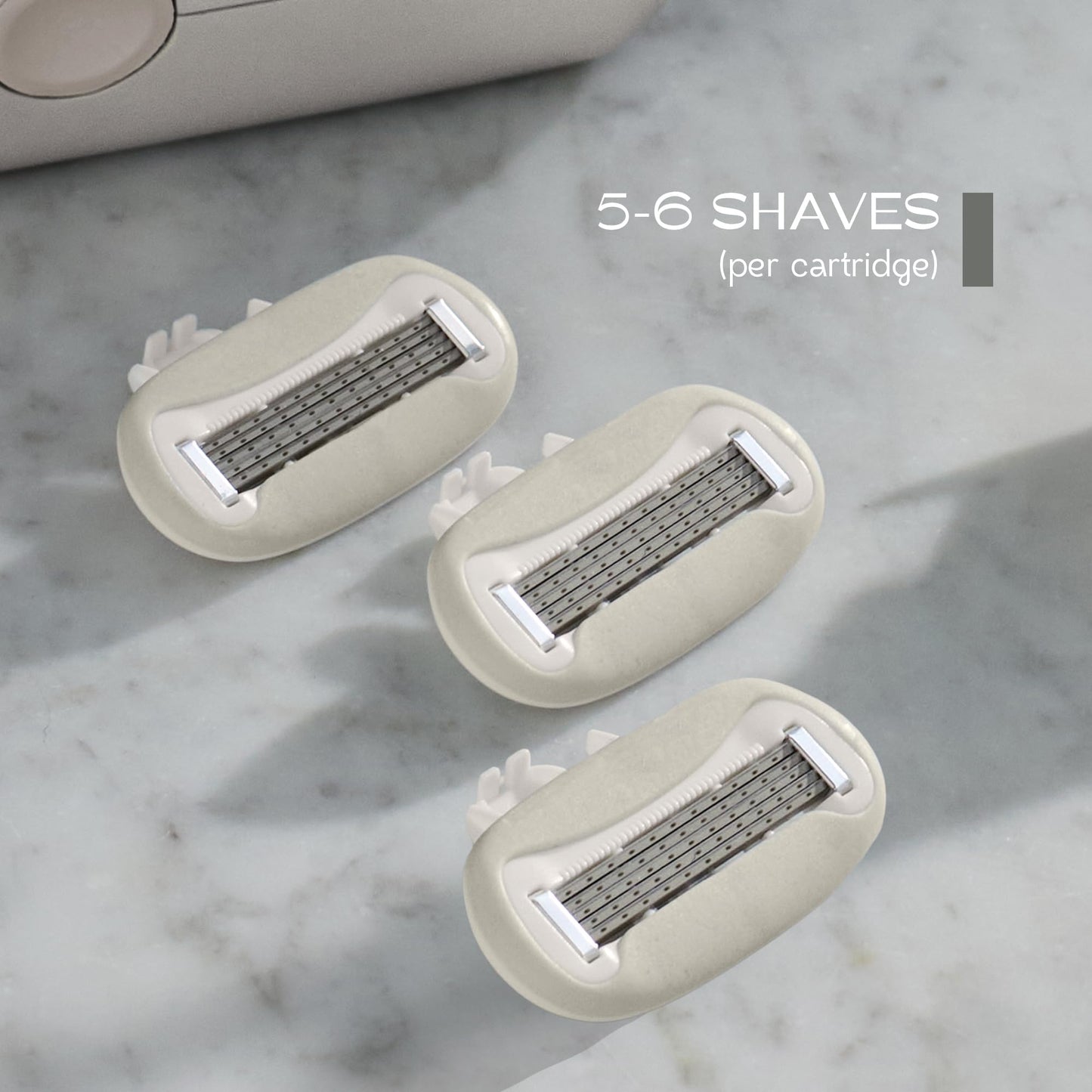 SKAURA Body Shaving Replacement Cartridges - 3 5-Blade Precision Razor Refills, XL Lubrication Strip, Patented Design, Sensitive Skin Compatible, Easy Beauty and Personal Care SKAURA
