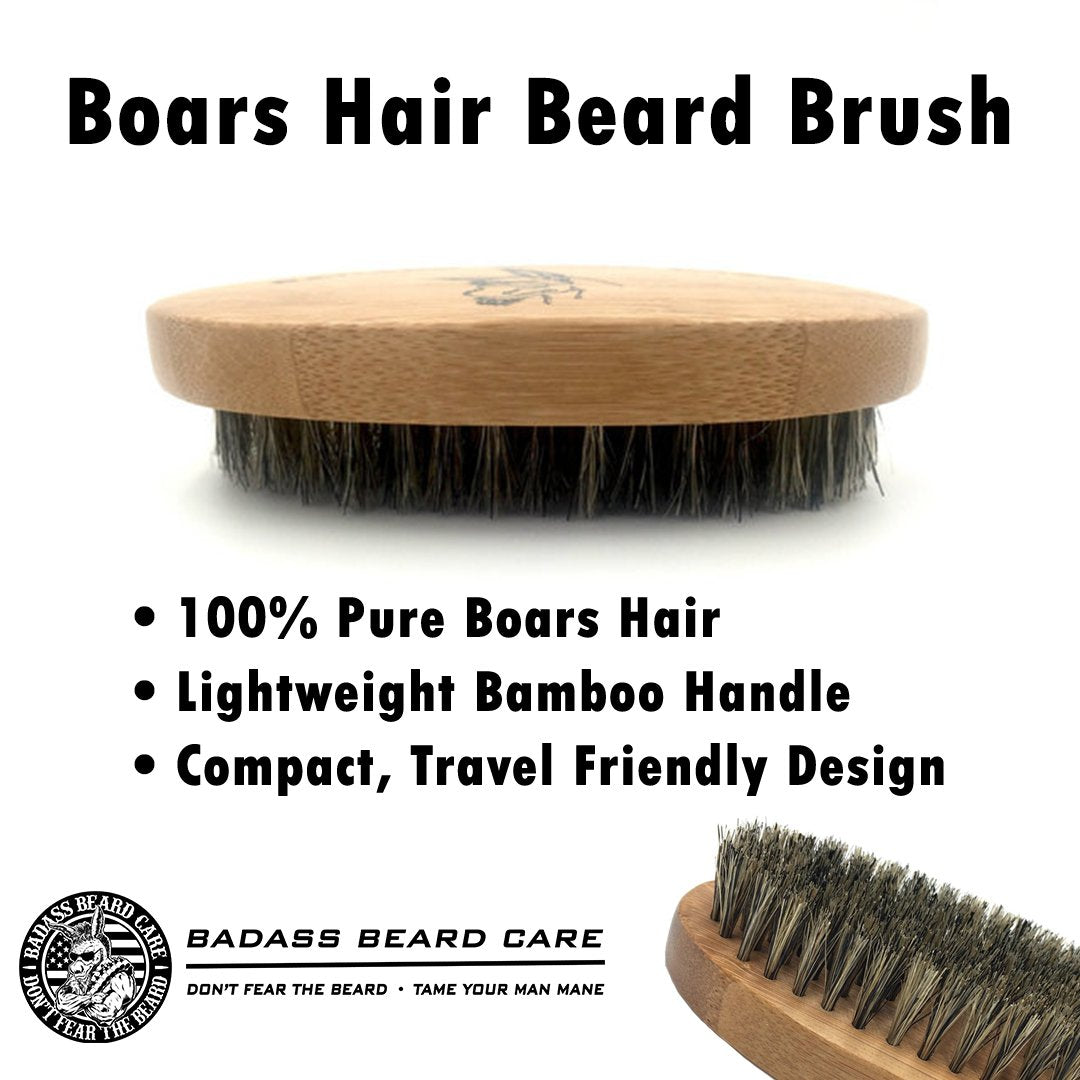 Badass Beard Care Beard Brush for Men - 100% Pure Boars Hair Bristles, Lightweight Bamboo Handle, Perfect Size for a Beard Beauty and Personal Care Badass Beard Care