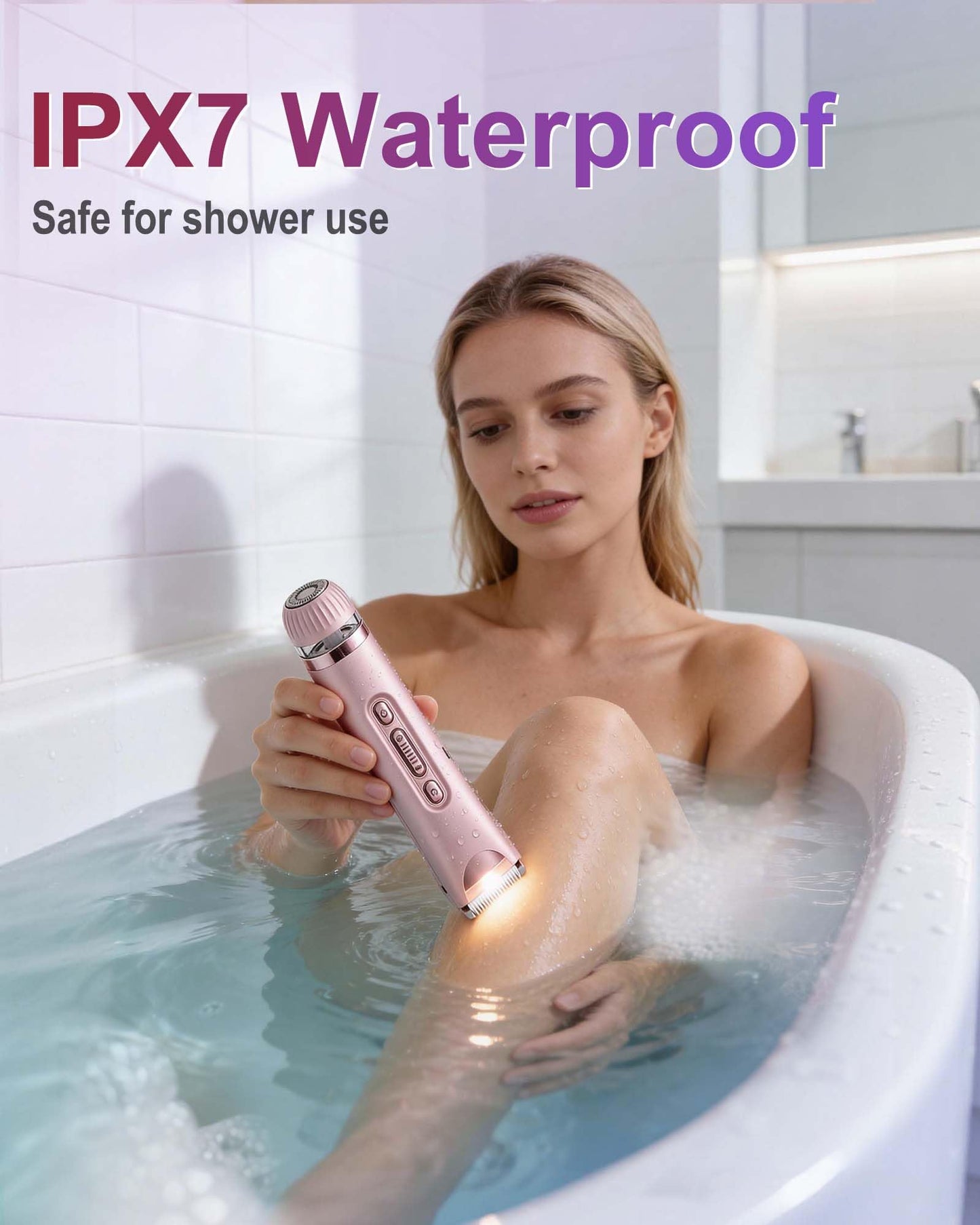 Bikini Trimmer for Women with LED Light, Dual Head Electric Razors for Women for Bikini Line, Face, Legs & Underarms, Waterproof Electric Shaver Beauty and Personal Care VEGITERIA
