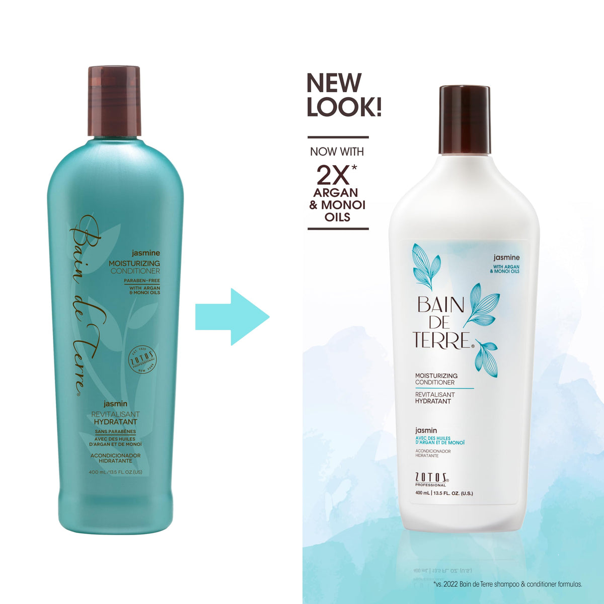 Bain de Terre Jasmine Moisturizing Conditioner, Rich Hydration for Dry Hair, with Argan & Monoi Oils, Paraben-Free, Color-Safe, Vegan, 13.5 Fl Oz Beauty & Personal Care Bain de Terre