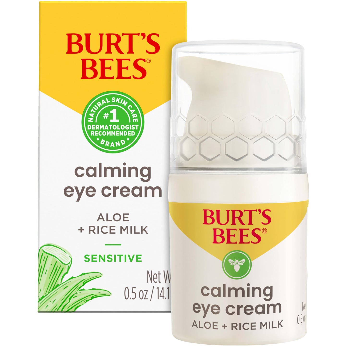 Burt's Bees Calming Eye Cream With Aloe and Rice Milk, Moisturizes Without Causing Redness or Irritation, 98.7 Percent Natural Origin Skin Care, 0.5 Beauty & Personal Care Burt's Bees