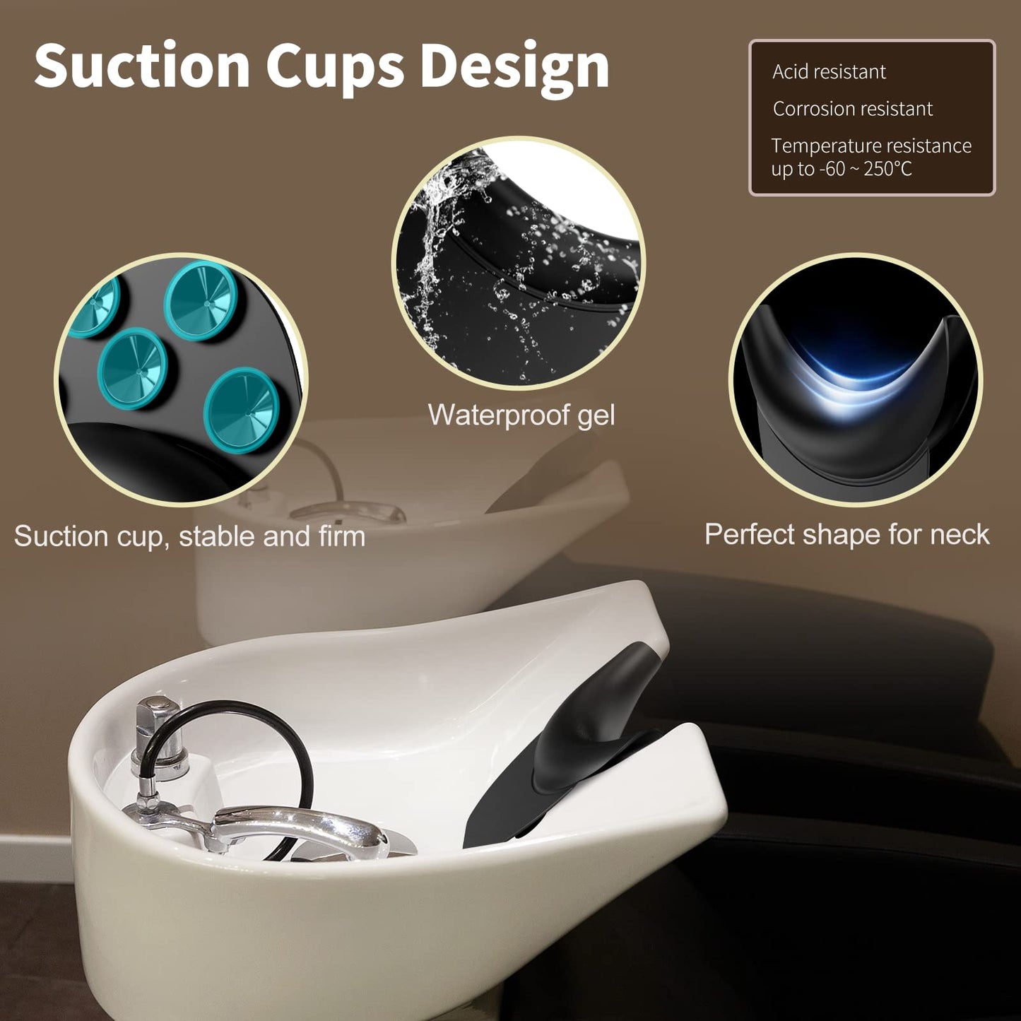 AISEELY Shampoo Bowl Neck Rest with Suction Cup, Silicone Neck Rest for Salon Sink, Shampoo Neck Cushion, Non-Slip Salon Neck Rest for Hair Washing Beauty and Personal Care AISEELY