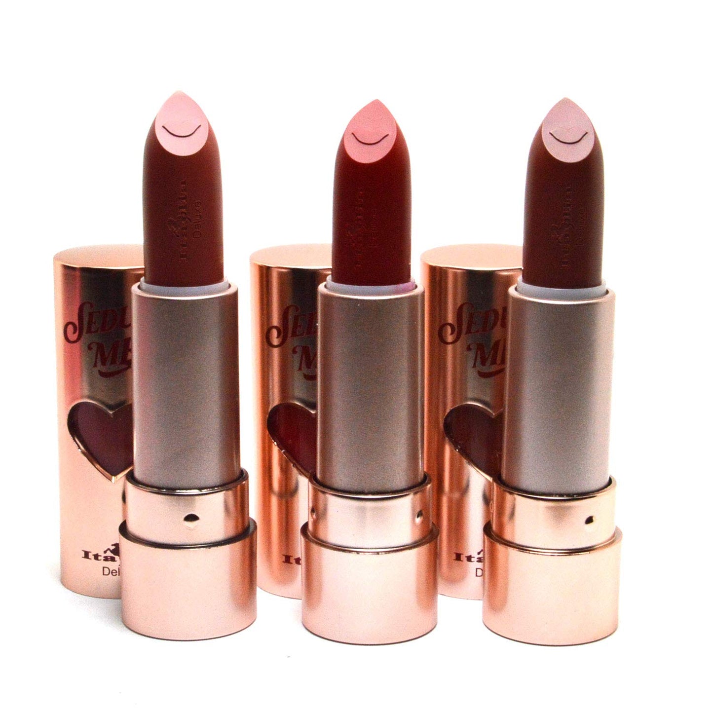 Italia Deluxe 3 pcs of Satin Lipstick First Date Sexy Trio 192 Set #B Natural Red Brown High Quaility Lip Stick + Free ZipBag Beauty & Personal Care Italia Deluxe