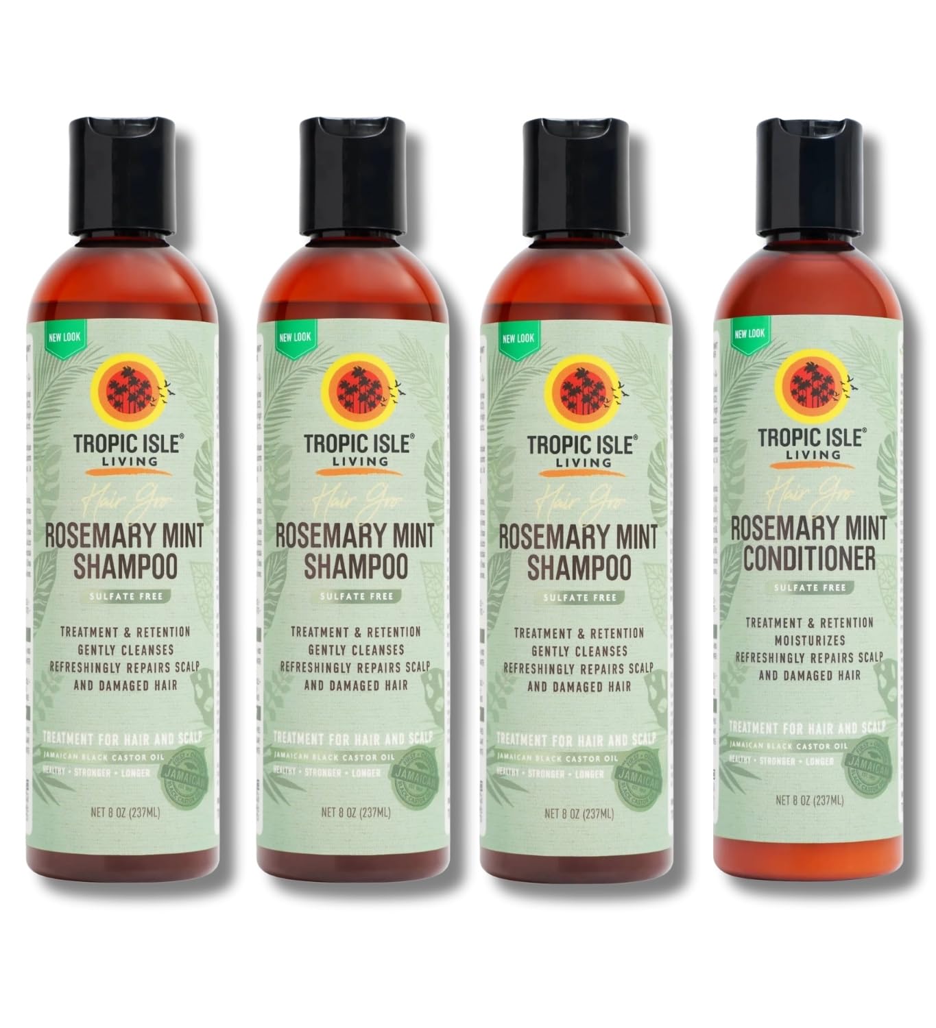 Tropic Isle Living 3x Hair Gro Rosemary Mint Shampoo 8oz and Conditioner 8 oz Gently Cleanses, Repairs & Nourishes with Mint, Aloe Vera & Shea Oil Beauty & Personal Care Tropic Isle Living