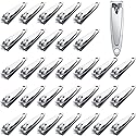 32 Pieces Stainless Steel Fingernail Nail Clipper Bulk Silver Portable Toenail Clippers Cutter Set Beauty & Personal Care Mudder