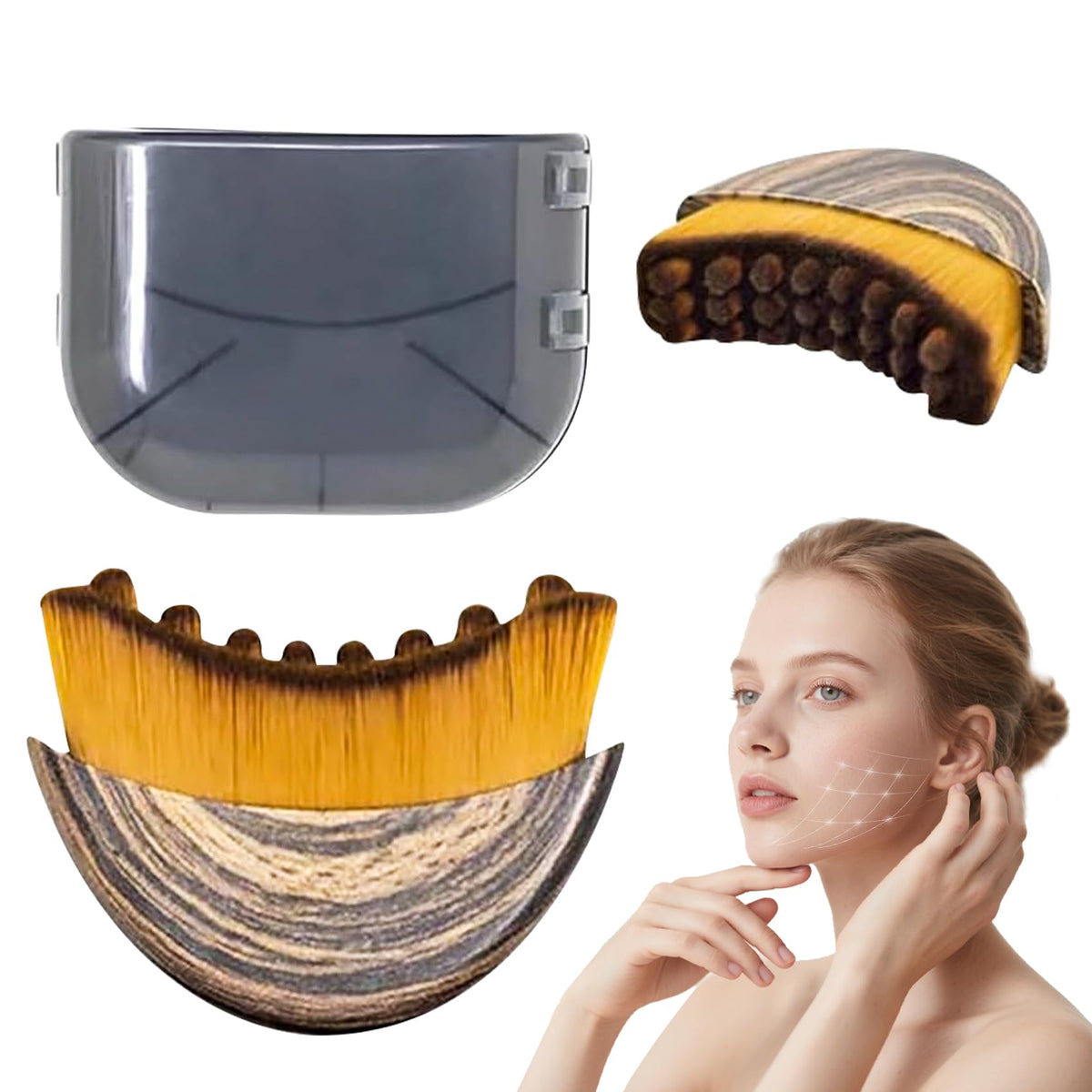 Lymphatic Contour Face Brush,Contour Face Brush for Lymphatic Drainage,Dry Lymphatic Drainage Massager,Ergonomically Designed to Fit The Skin