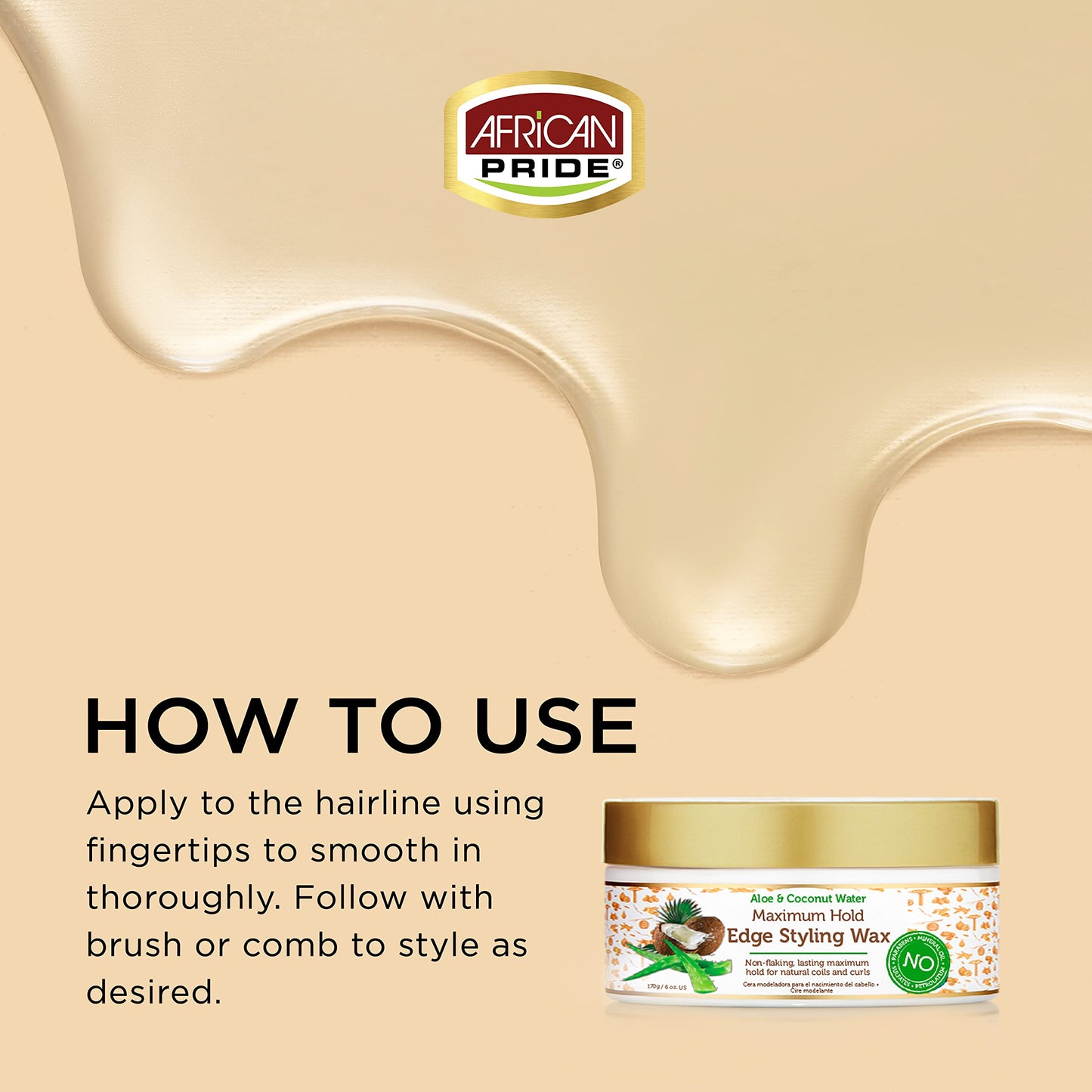 African Pride Moisture Miracle Maximum Hold Edge & Hair Styling Wax, Enriched with Aloe & Coconut, Controls Edges while Nourishing & Protecting Beauty & Personal Care African Pride
