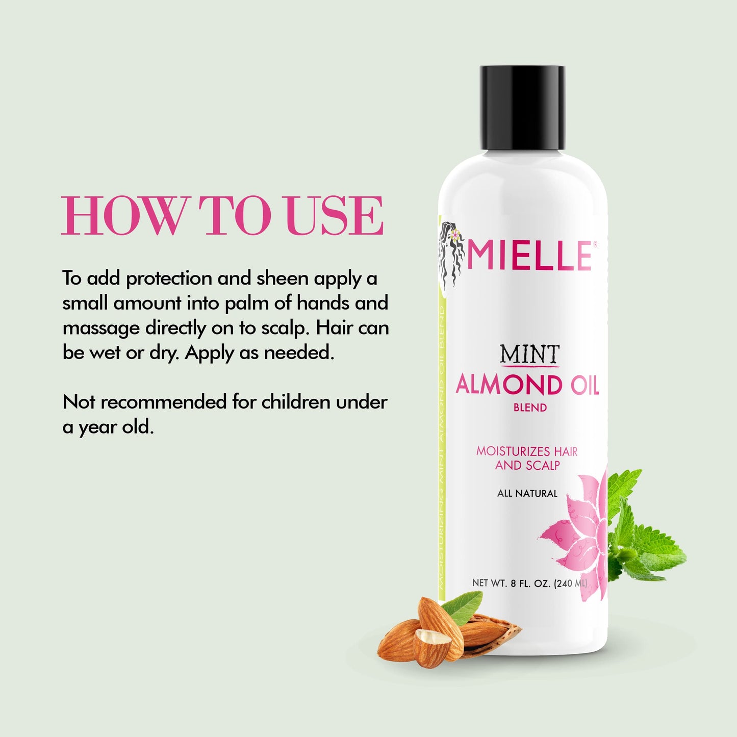 Mielle Organics Mint Almond Oil - Lightweight Dry Scalp Oil to Lock in Moisture and Help Encourage Longer, Healthier Hair - Suitable for All Hair Beauty & Personal Care Mielle Organics