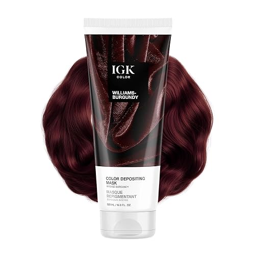 IGK Williams Burgundy | Intense Burgundy Hair Gloss + Color Depositing Mask | Boost Shine, Enhance Burgundy & Wine Tones, Refresh Color | Semi Beauty & Personal Care IGK