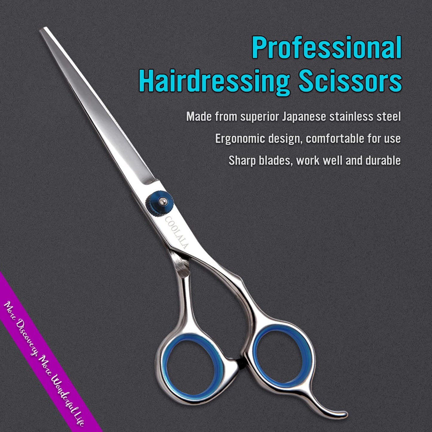 COOLALA Stainless Steel Hair Cutting Scissors 6.5 Inch Hairdressing Razor Shears Professional Salon Barber Haircut Scissors, One Comb Included, Home Beauty and Personal Care COOLALA