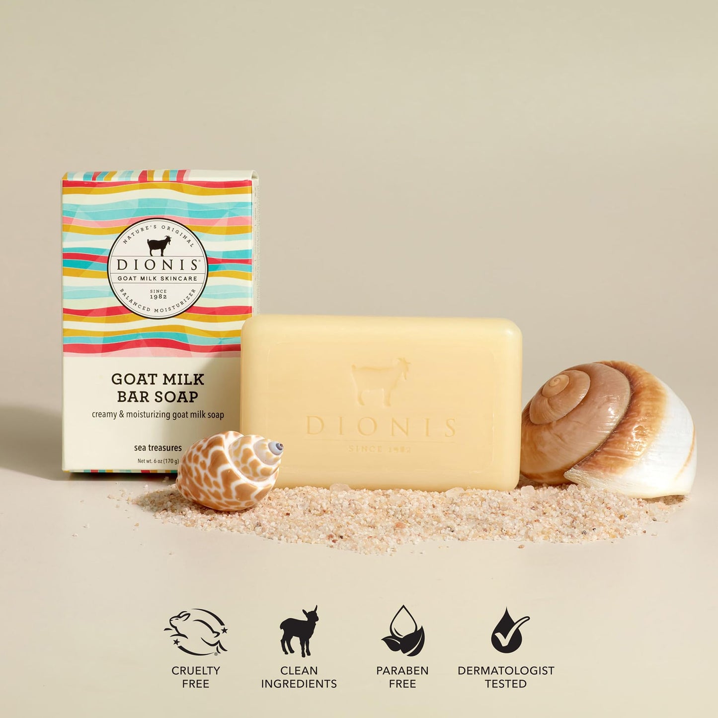 Dionis Goat Milk Bar Soap - Moisturizing Hand & Body Soap Bar with with Shea Butter and Olive Oil, Triple Milled, Safe for Sensitive Skin - Sea Beauty & Personal Care Dionis