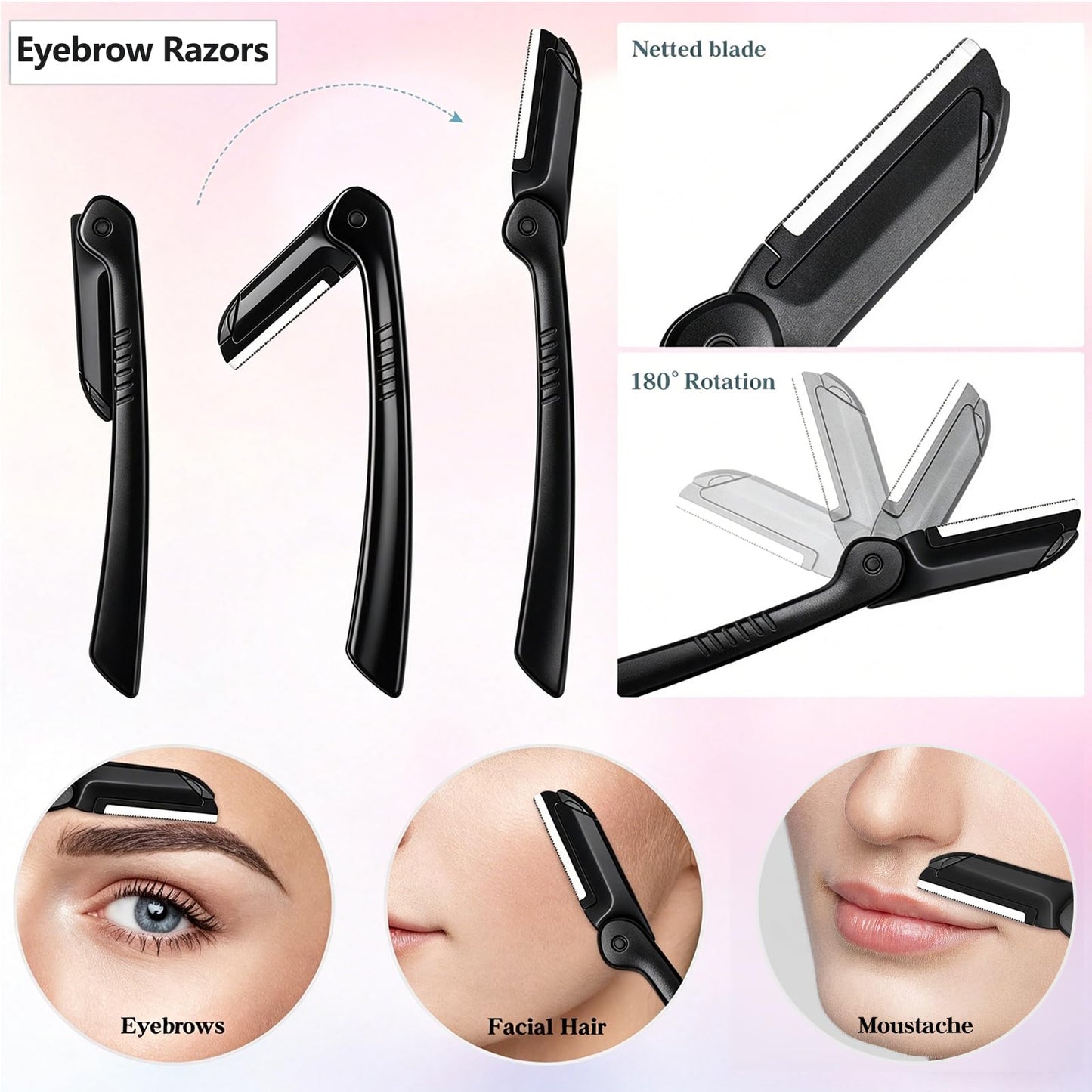 Eyebrow Razor, 5-in-1 Eyebrow Kit, Professional Eyebrow Grooming Set, Eyebrow Trimmer Set for Women and Men, Including Brow Razors Trimmer, Brush Beauty and Personal Care Summer Lemon