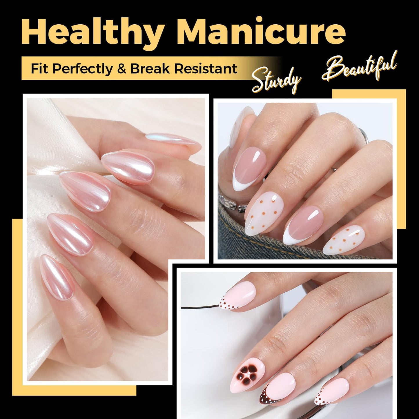 UNA GELLA Short Almond Gel Nail Tips, 600 Pcs Pre-Filed Short Nail Tips Almond Shape Half Matte Press On Nails 12 Sizes Full Cover Clear Fake Nails Beauty and Personal Care UNA GELLA