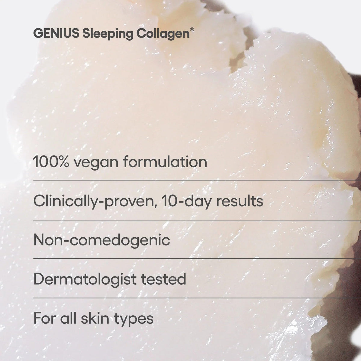 Algenist GENIUS Sleeping Collagen Night Cream - Overnight Biomimetic Collagen Facial Moisturizer with Alguronic Acid, Ceramides and Microalgae Oil