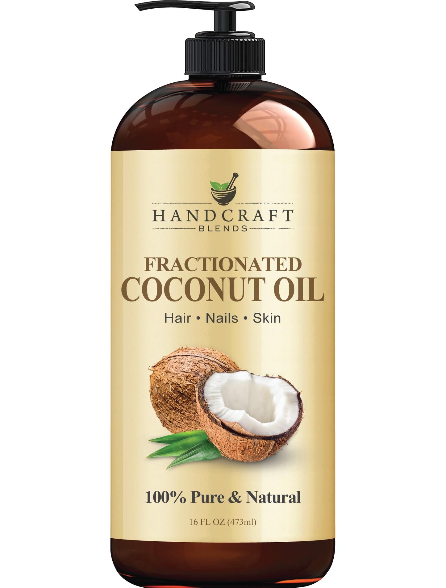 Handcraft Blends Fractionated Coconut Oil - 16 Fl Oz - 100% Pure and Natural - Premium Grade Carrier Oil for Skin, Hair and Body - Massage - Hair Beauty and Personal Care Handcraft Blends Default Title