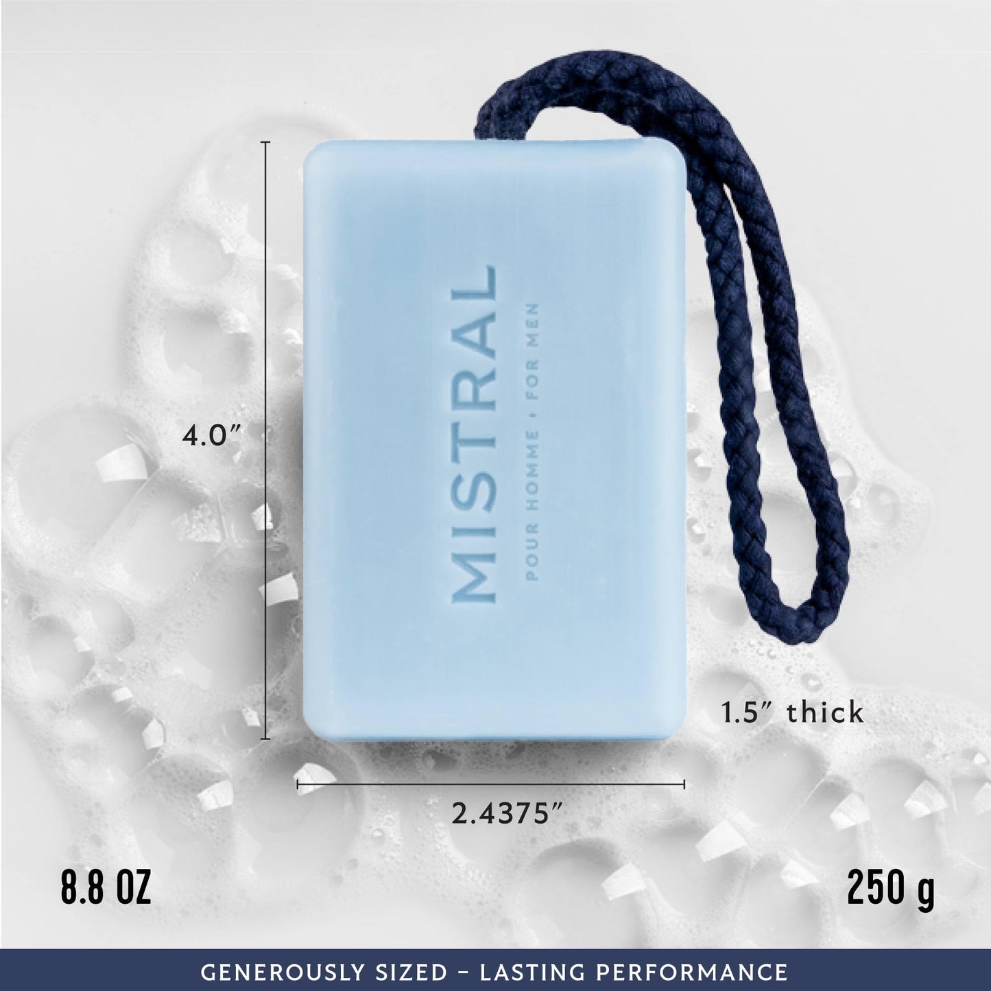 Mistral Surf Hossegor Luxury Soap on a Rope for Men | Triple-Milled Bar Soap for Men - Made in France | Men’s Natural Soap Bar, Moisturizing Beauty & Personal Care Mistral