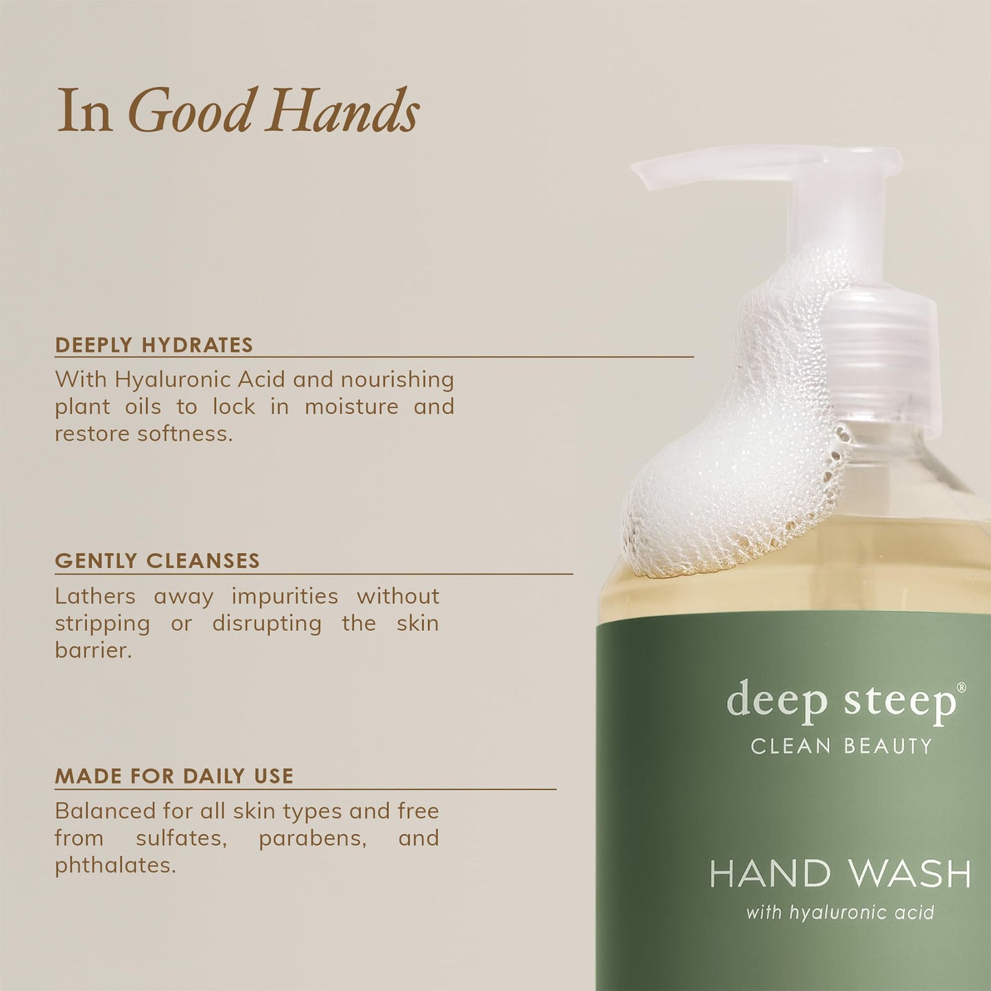 Deep Steep Liquid Hand Wash, Coconut Lime, 17.6 oz - Moisturizing Cleanser with Olive Oil, Aloe Vera, Glycerin & Hyaluronic Acid - Vegan, Clean Beauty & Personal Care Deep Steep