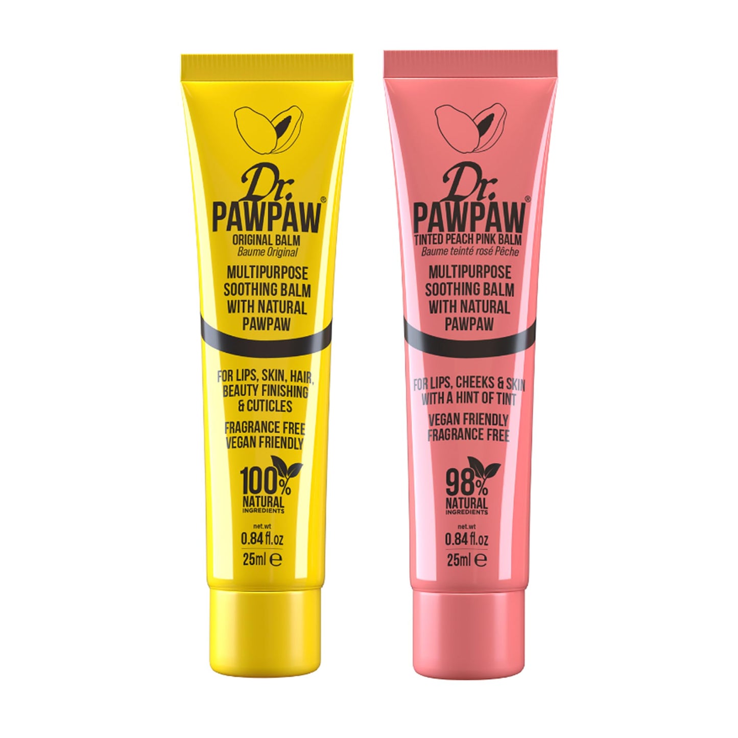 Dr. PawPaw Peachy Set - Multipurpose, Soothing and Tinted, Hydrating Lip Balm Giftset - Peach Pink and Original Balm - Gluten Free - 2 pc Beauty and Personal Care Dr. PAWPAW ORIGINAL BALM