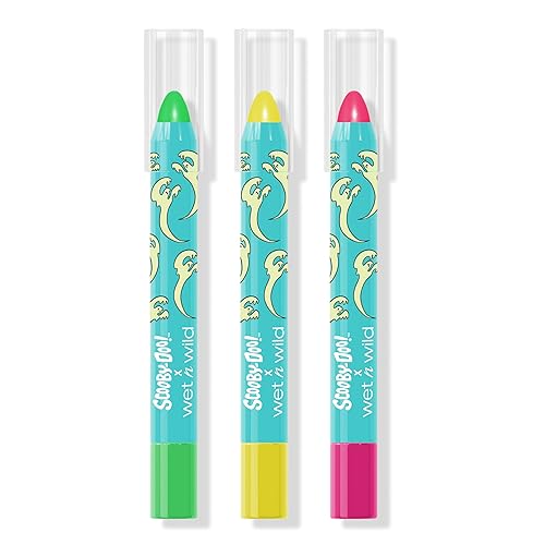wet n wild Scooby Doo UV Glow Crayon Set, 3-Piece Face & Body Makeup Kit, Neon Colors that Glow Under UV Light, Infused with Vitamin E, Cruelty-Free Beauty & Personal Care wet n wild