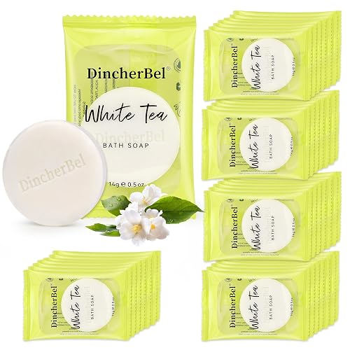 DincherBel 100 Pack 0.5oz Travel Soap, Mini Round Cleansing Bars Soap Bulk Travel Size, Individually Wrapped Toiletries Amenities for Hotel, Airbnb Beauty & Personal Care DincherBel
