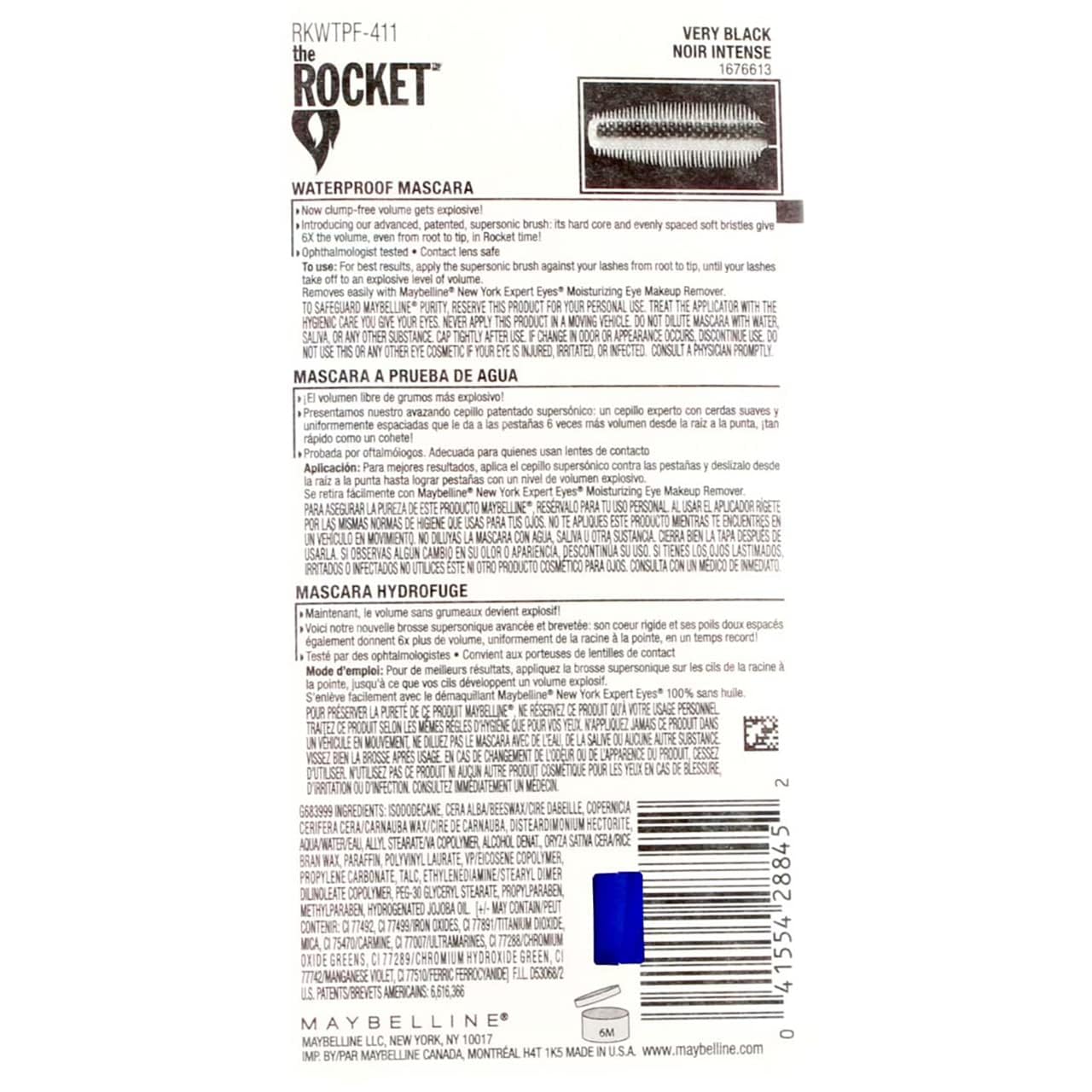 Maybelline New York Volume' Express The Rocket Waterproof Mascara, Very Black, 0.3 Fluid Ounce Beauty & Personal Care MAYBELLINE
