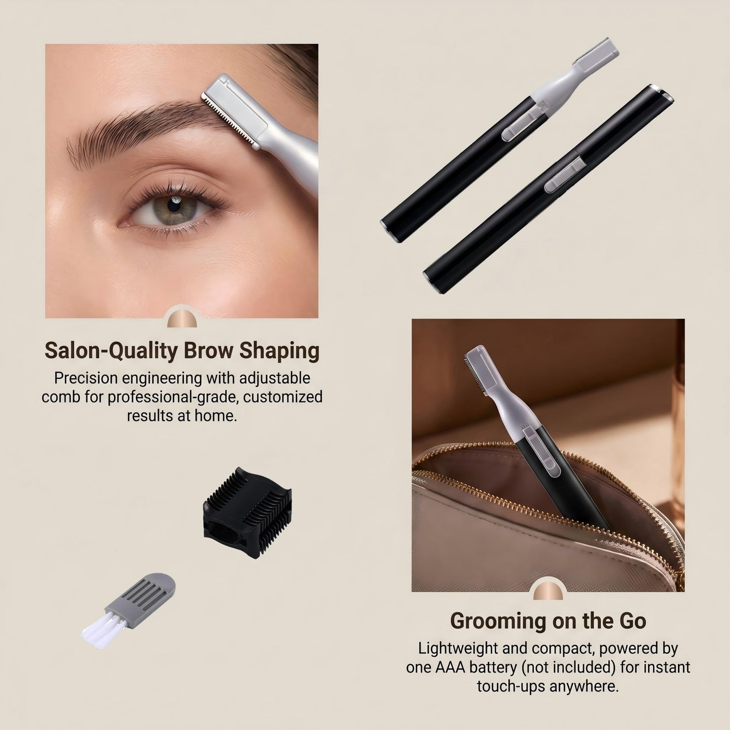 Wadukud Electric Eyebrow Trimmer, Portable Facial Hair Remover with Comb & Brush, Painless Face Razor for Eyebrow Shaping, Upper Lip, Chin, Arms, Legs Beauty and Personal Care Wadukud