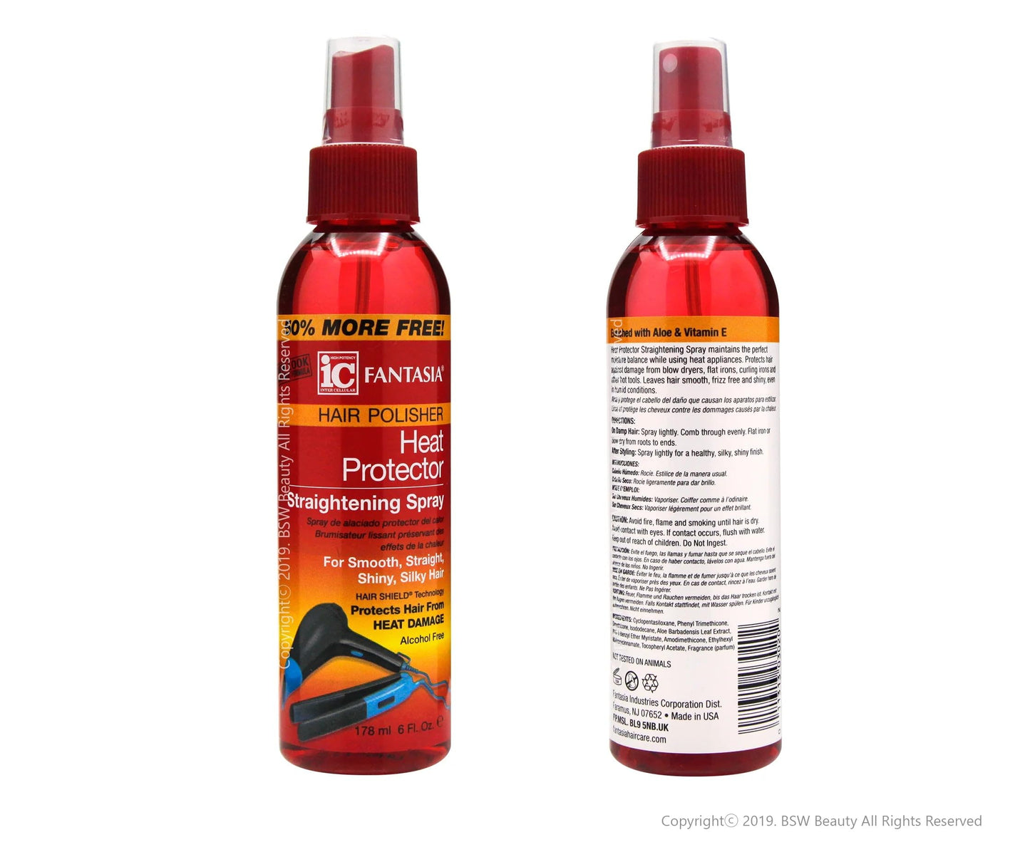 Fantasia Hair Polisher Heat Protector Straightening Spray, 6 oz (Pack of 2) Beauty & Personal Care Fantasia