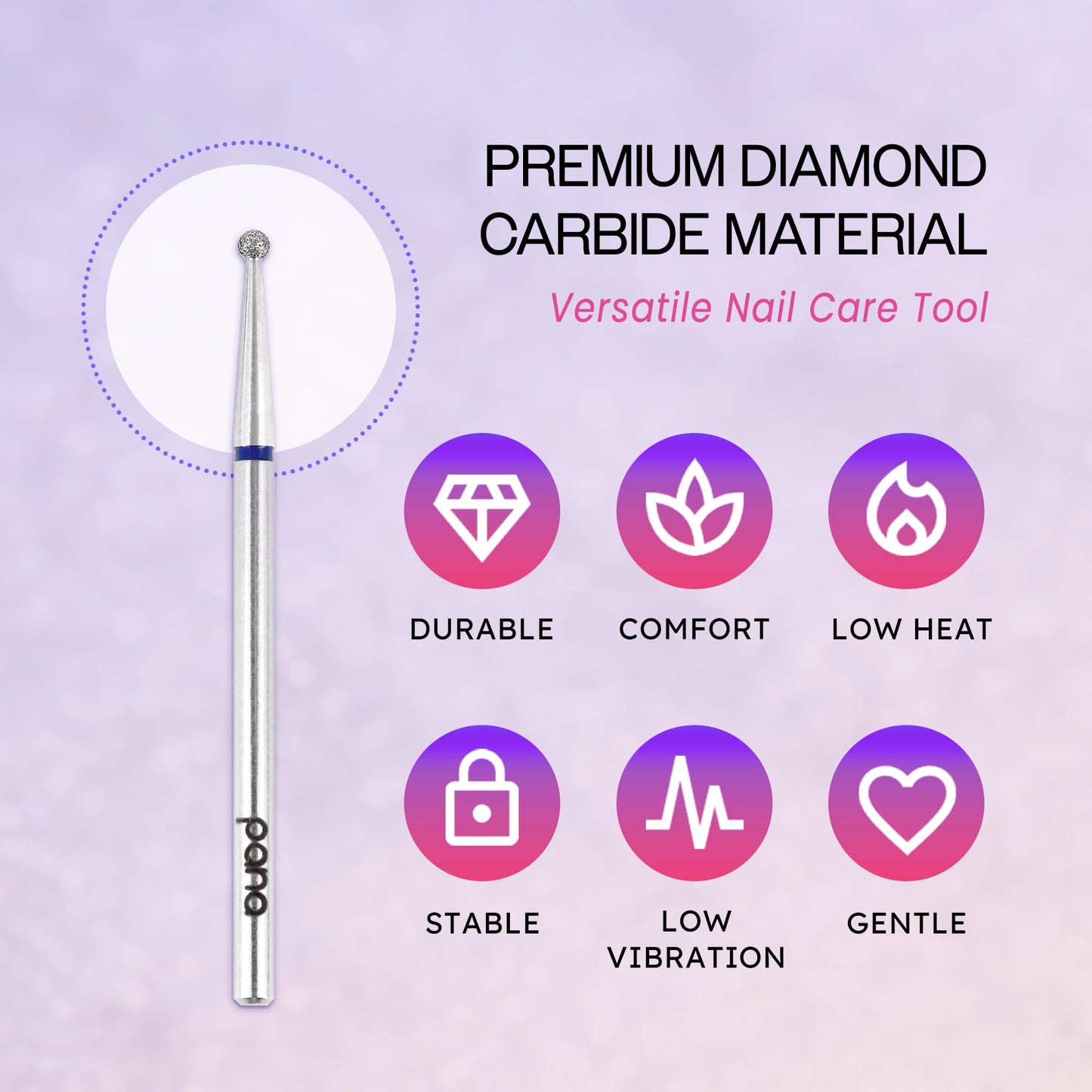 PANA 3/32" Diamond Carbide Ball Bit- Style 01, Medium Grit - Professional Cuticle Nail Drill Bits for Acrylic Gel Nails Dry Manicure Pedicure Shape Beauty & Personal Care PANA