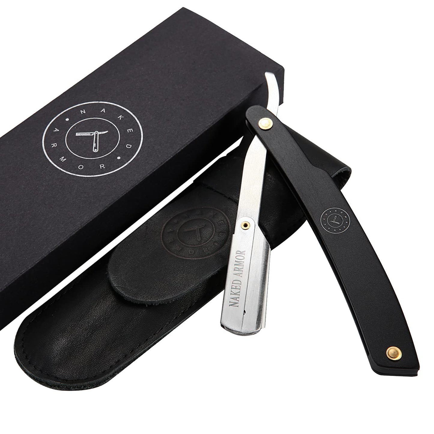 Best Shavette Straight Razor - Replaceable Blade Straight Razor, Metal Handle Shavette, No Stropping & Honing Needed, Great Starter Blade, Hygienic Beauty and Personal Care Naked Armor