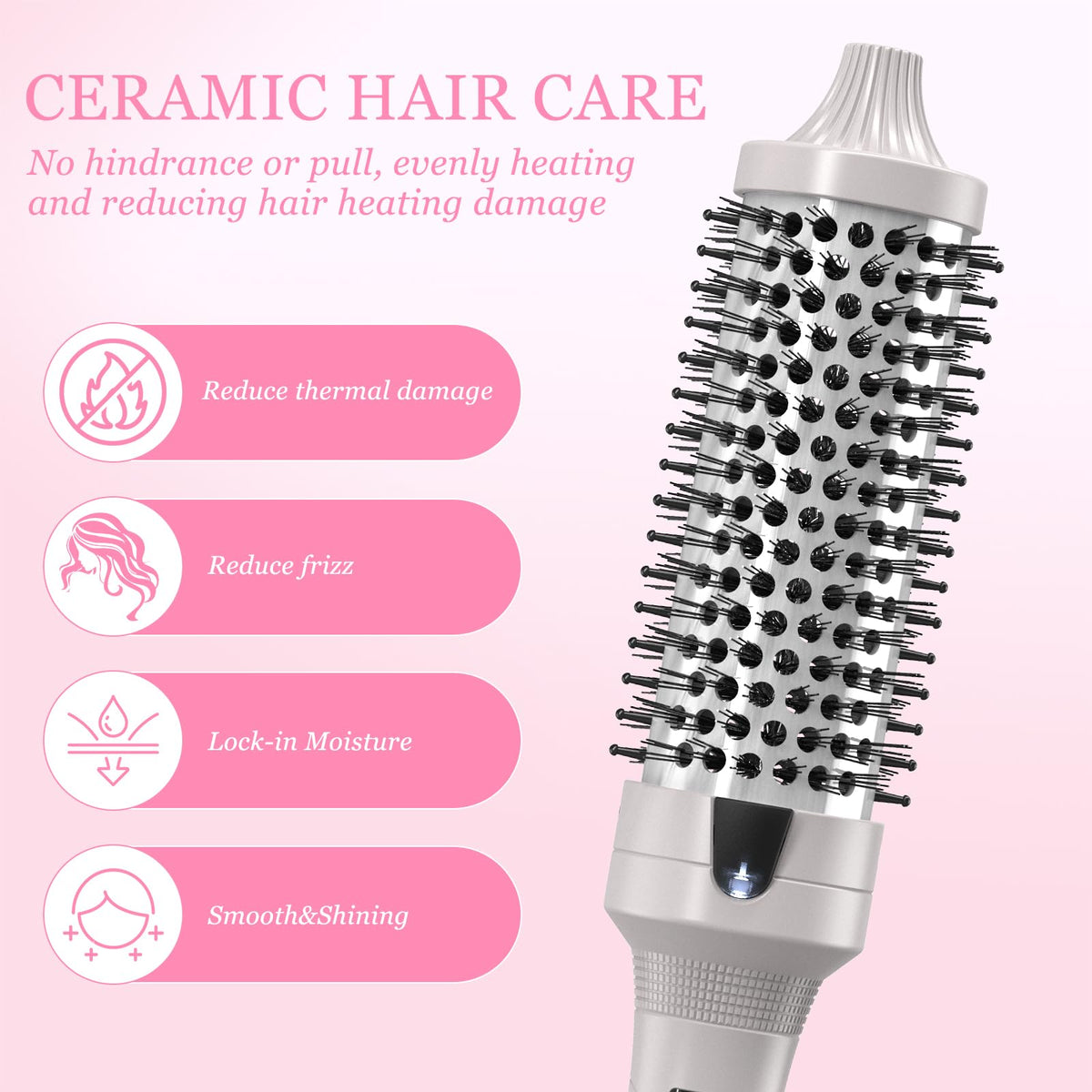 K&K 1.5 Inch Thermal Round Brush for Blowout Style, Silver