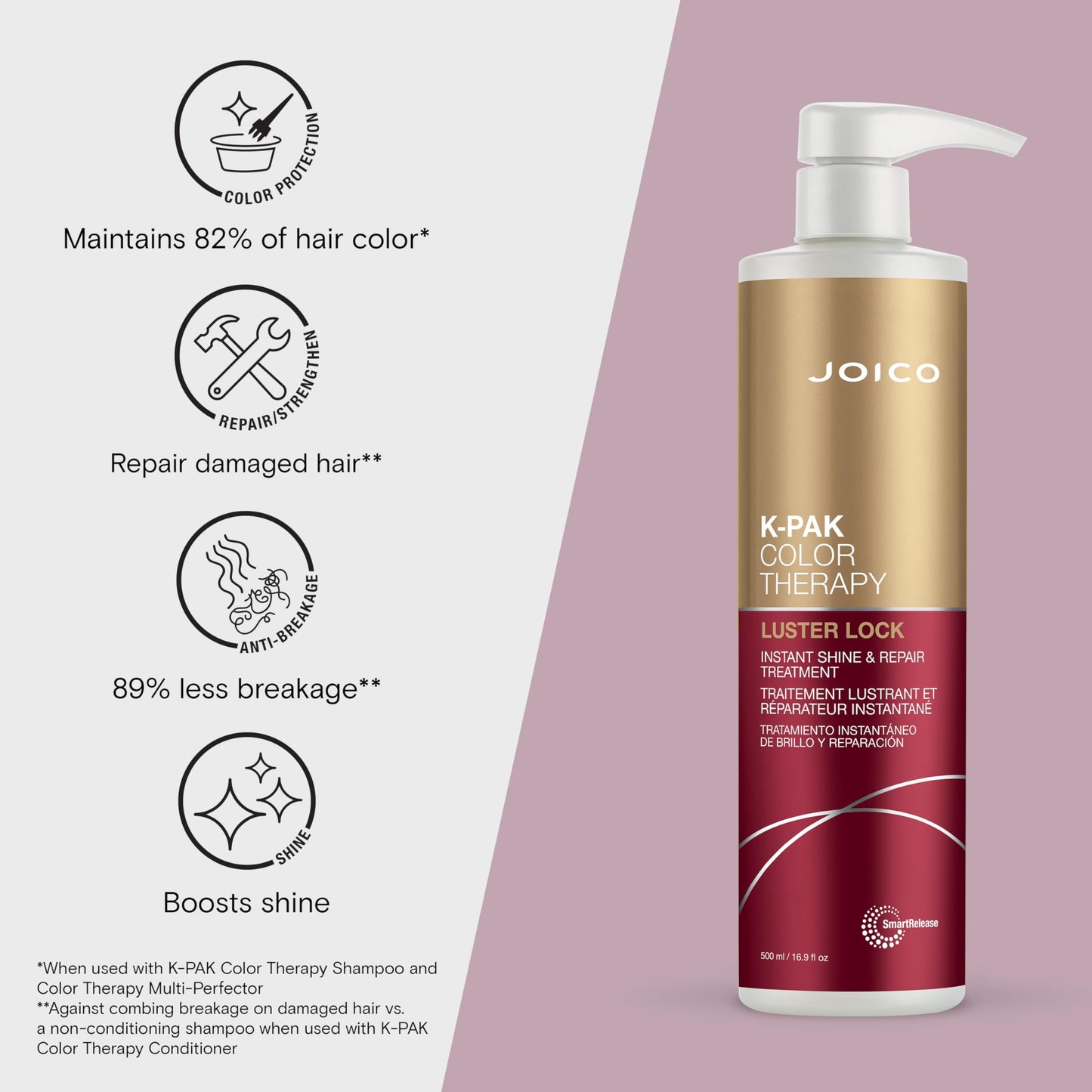 Joico K-PAK Color Therapy Luster Lock Instant Shine & Repair Treatment | For Color-Treated Hair | Boost Color Vibrancy | Repair Breakage | Beauty & Personal Care Joico