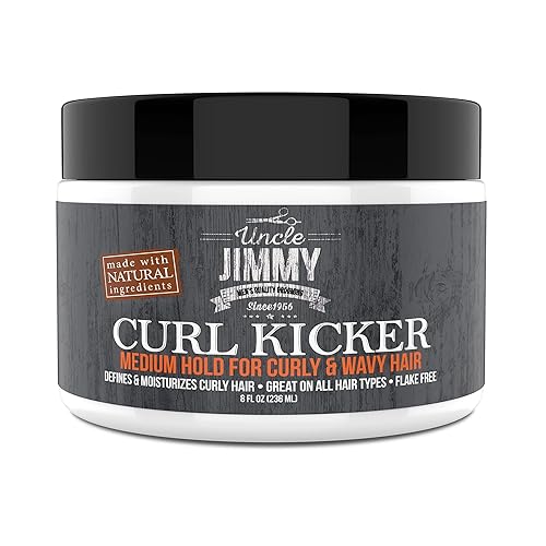Uncle Jimmy Curl-Kicker Hair Cream for Men - Medium Hold Forming Cream - Flake Free Hair Styling Cream with Black Seed Oil and Honey 8 Fl Oz Beauty & Personal Care Uncle Jimmy