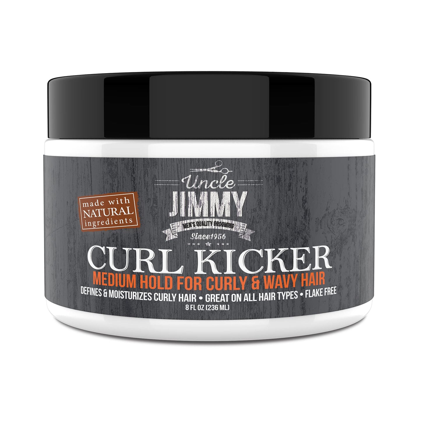 Uncle Jimmy Curl-Kicker Hair Cream for Men - Medium Hold Forming Cream - Flake Free Hair Styling Cream with Black Seed Oil and Honey 8 Fl Oz Beauty & Personal Care Uncle Jimmy