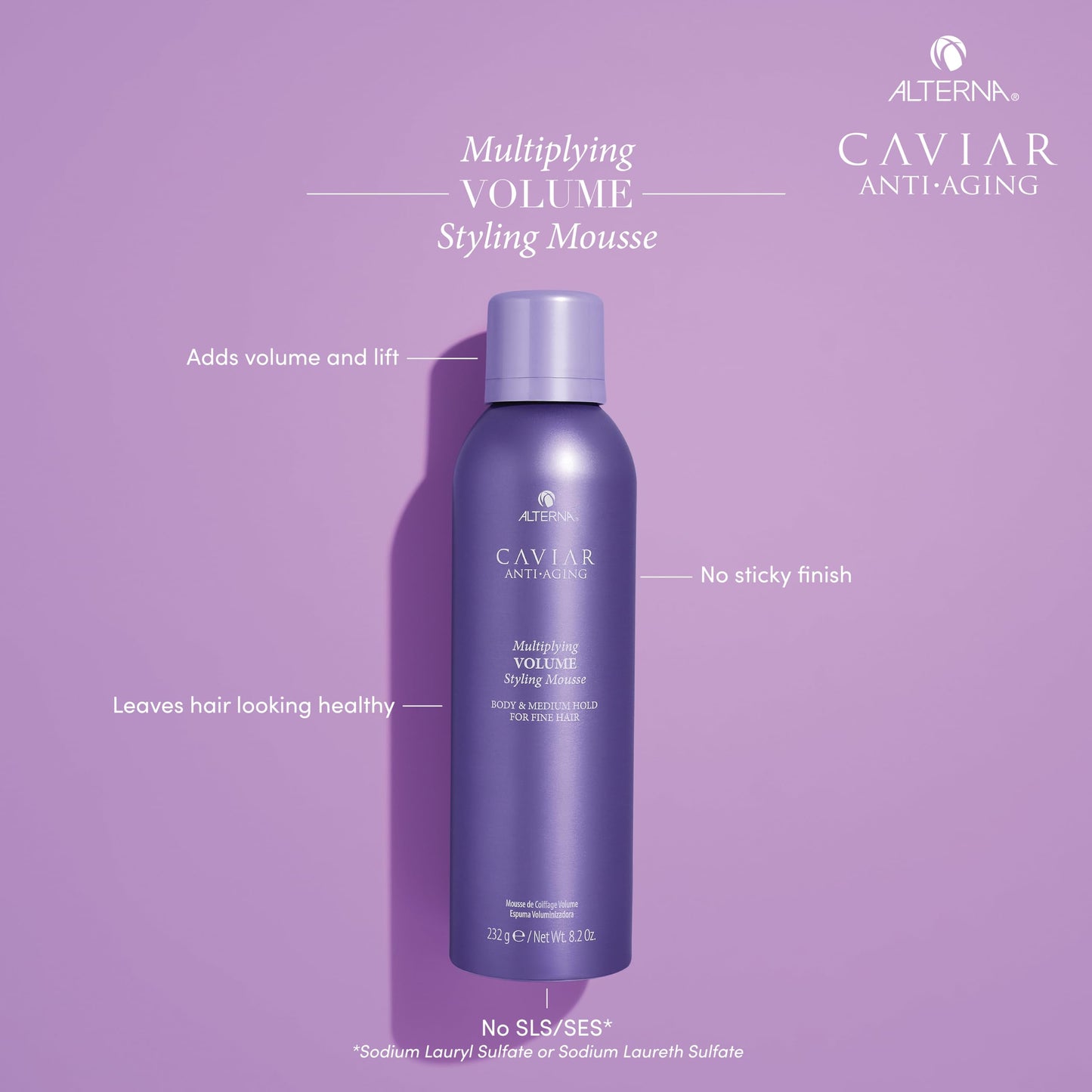 Alterna Haircare CAVIAR Anti-Aging Multiplying Volume Styling Mousse, 8.2 Fl Oz | For Fine, Thin Hair | Medium Hold | Create Instant Volume Beauty & Personal Care Alterna