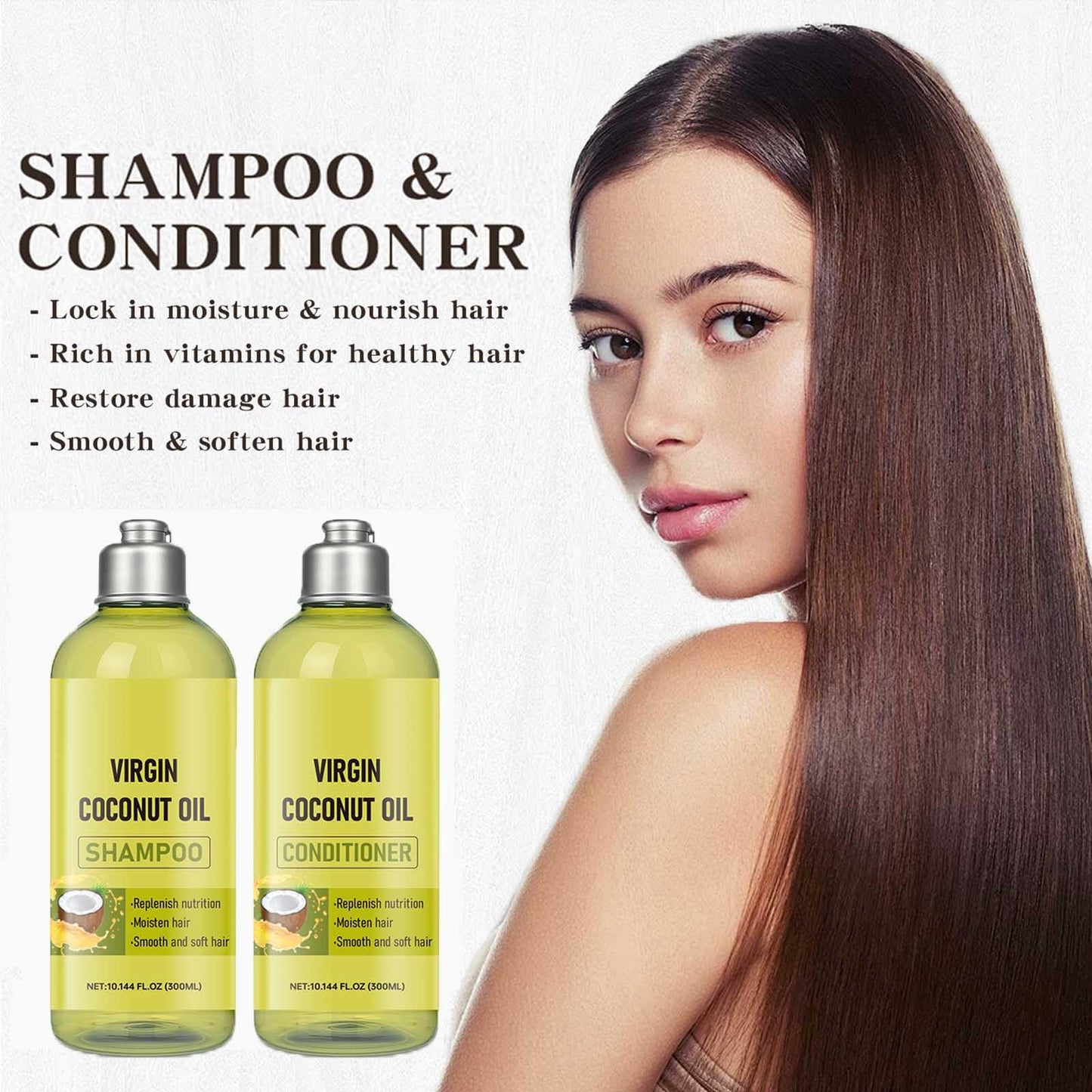 Coconut Oil Shampoo and Conditioner Set, Deep-Moisturize, Nourish, Balance Moisture and add Shine,Strengthening Hair Care & Hydrating, Damage Control Beauty & Personal Care TUOSHITONG