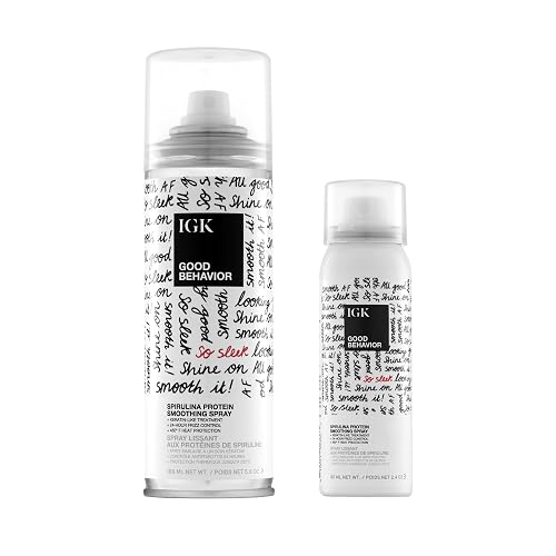 IGK GOOD BEHAVIOR Spirulina Protein Smoothing Spray Travel Bundle | Keratin Like Treatment + Frizz Control + Heat Protectant | Vegan + Cruelty Free | Beauty & Personal Care IGK