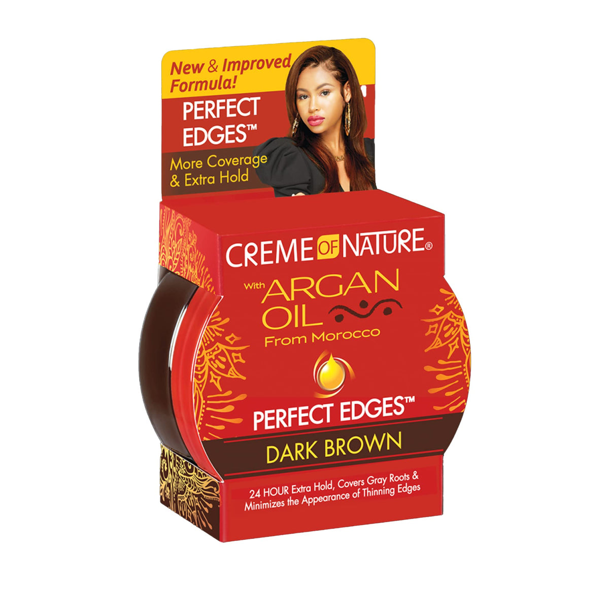 Creme of Nature Perfect Edges™ Dark Brown Edge Control Gel, 24-Hour Hold with Gray Coverage, Non-Flaking Tinted Gel, Argan Oil Edge Tamer, 2.25 oz Beauty & Personal Care Creme of Nature