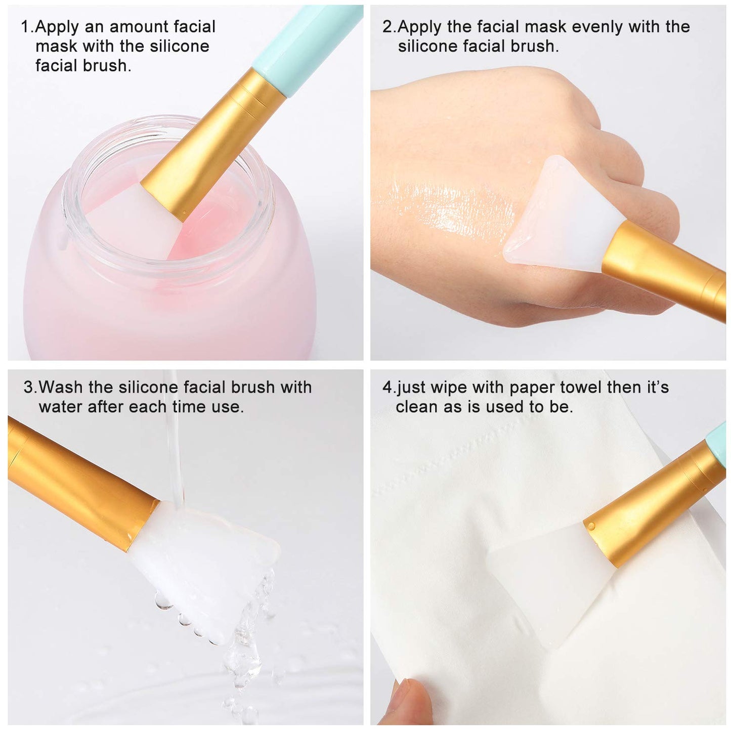 Boao 12pcs Silicone Face Mask Brushes – Soft Applicator Tools for Mud Masks, Sleeping Masks, Body Lotion & Body Butter Beauty & Personal Care Boao