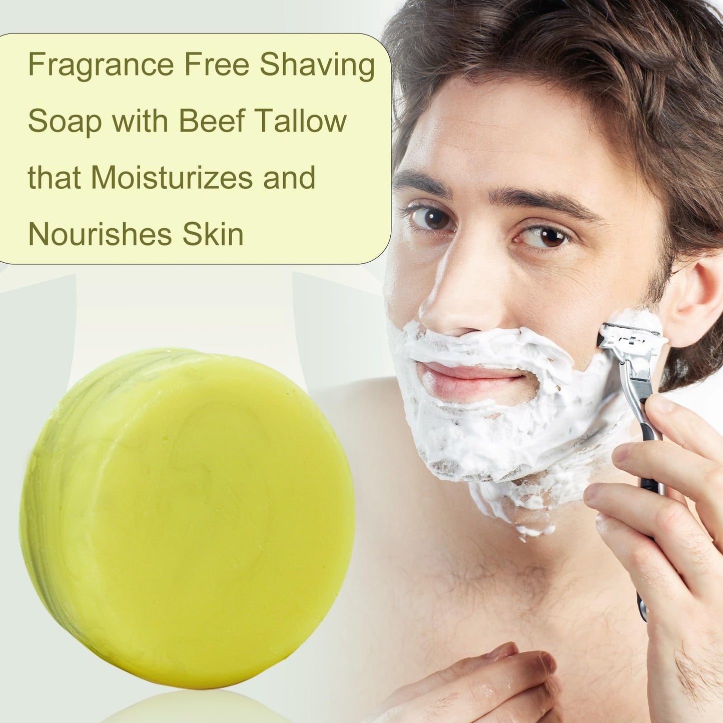 3Pack Shaving Soap for Men, Shaving Soaps Puck for Sensitive Skin, Unscented Shave Soap Bar, Rich Lasting Lather, Light Natural Scent Beauty and Personal Care MR.A