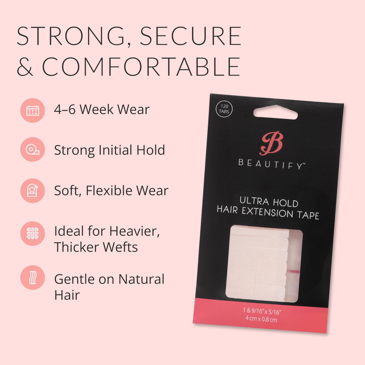 Walker Tape Beautify Ultra Hold Hair Extension Tabs, Strong Double Sided Hair Tape for Tape in Hair Extensions Human Hair, Wig Tape Replacement Tabs