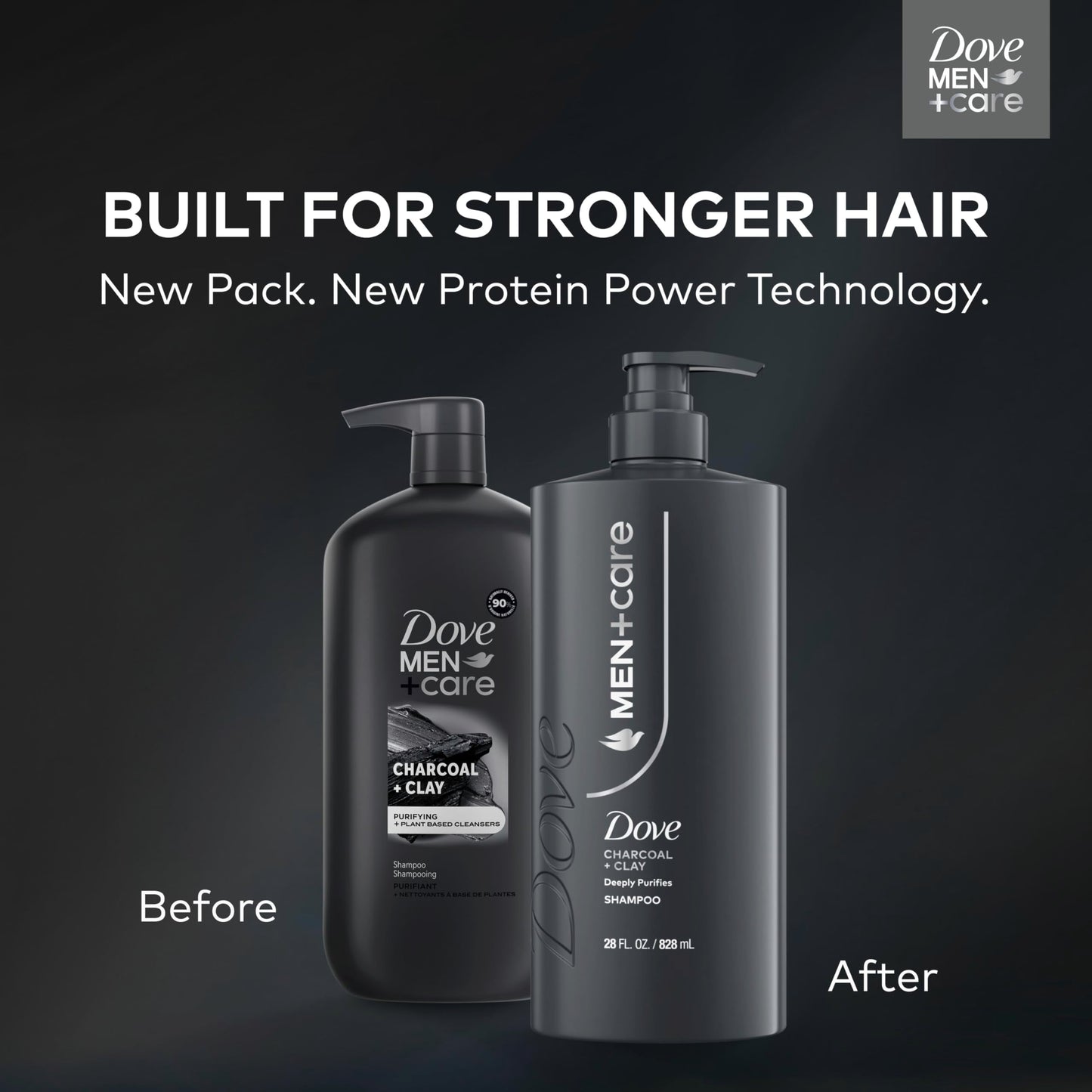 DOVE MEN + CARE Shampoo 1 count Charcoal + Clay for Real Hair that Powers Up Hair Strength, with Deep Purifying Benefits, 28 Fl oz Beauty and Personal Care DOVE MEN + CARE