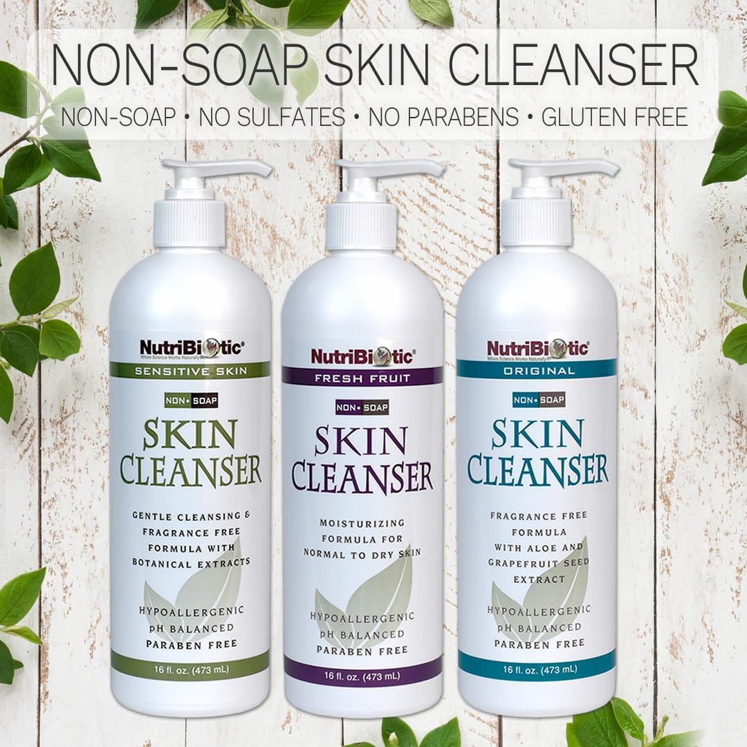 NutriBiotic - Fresh Fruit NonSoap Skin Cleanser, 16 Oz Twin Pack with GSE (Citricidal) | pH Balanced, Hypoallergenic & Biodegradable | Free Beauty & Personal Care NutriBiotic