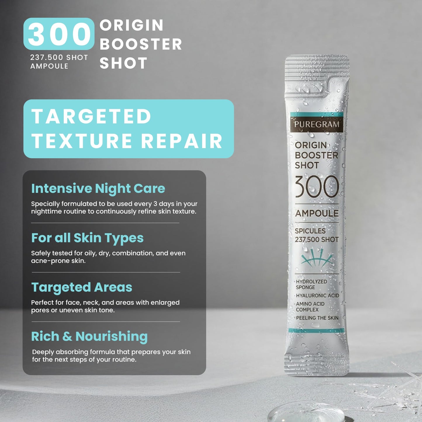 PUREGRAM Origin Skin Booster Shot 300 Ampoule,Advanced Spicule Microneedling Serum for Uneven Texture,Visible Pores & Healthy Glow with Niacinamide Beauty & Personal Care PUREGRAM